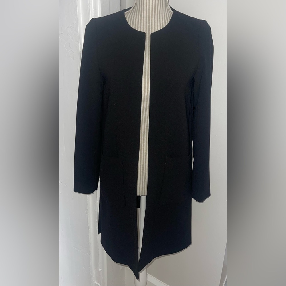 H&M Black Open-Front Trench Coat